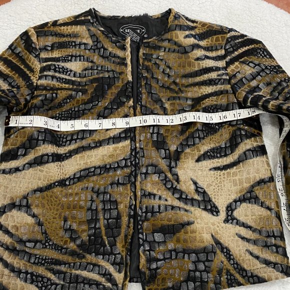 Selene Sport Jacket Womens animal print Faux Snakeskin Brown Black Size Small - Picture 6 of 7